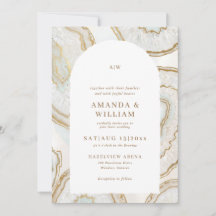 Convite de Casamento com Fundo de Quartzo Ágata