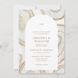 Convite de Casamento com Fundo de Quartzo Ágata