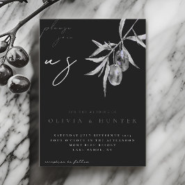 Convite de Casamento com Galho de Oliveira em Aqua