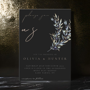 Convite de Casamento com Galho de Oliveira em Aqua