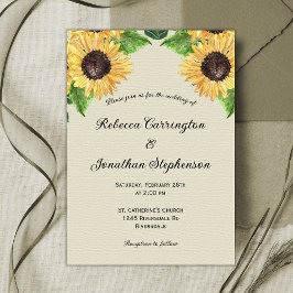 Convite de Casamento com Girassóis Rústicos do Cam
