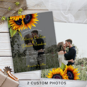 Convite de casamento com girassol caindo do orçame