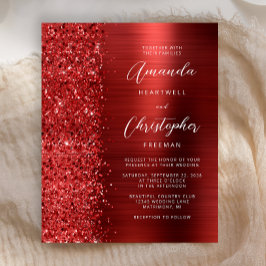 Convite de Casamento com Glitter Vermelho Glam Red