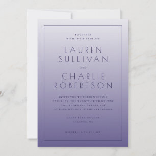 Convite de Casamento com Gradiente de Lavanda Eleg