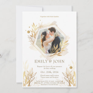 Convite de Casamento com Gradiente de Luxo Dourado