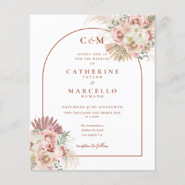 Convite de Casamento com Grama das Pampas Monogram