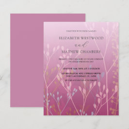 Convite de Casamento com Grama e Folhagem Rosa Orç