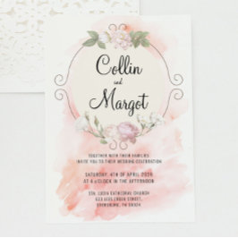 Convite de Casamento com Grinalda Blush Rosa