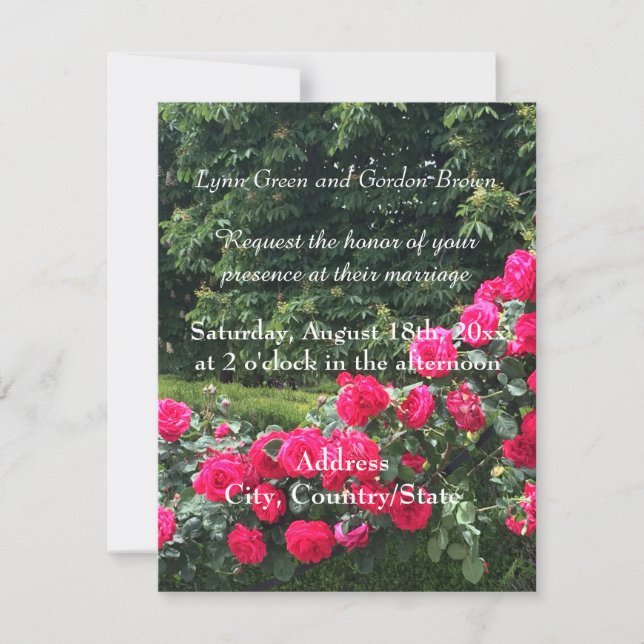 Convite de Casamento com Grinalda de Rosas Vermelh (Frente)