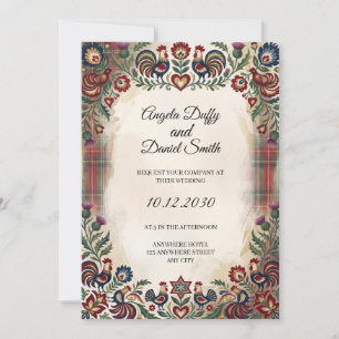 Convite de casamento com herança escocesa italiana