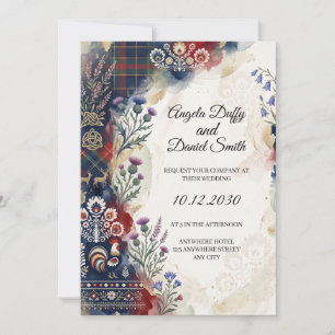 Convite de casamento com herança ítalo-escocesa