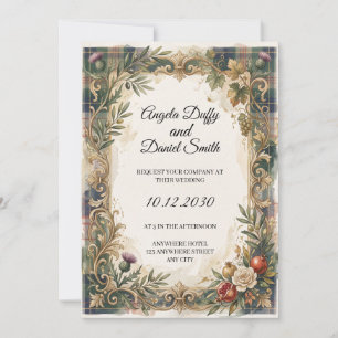 Convite de casamento com herança ítalo-escocesa