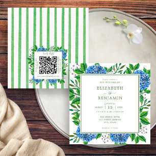 Convite de Casamento com Hortênsia Azul e Código Q