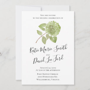 Convite de Casamento com Hortênsia em Aquarela