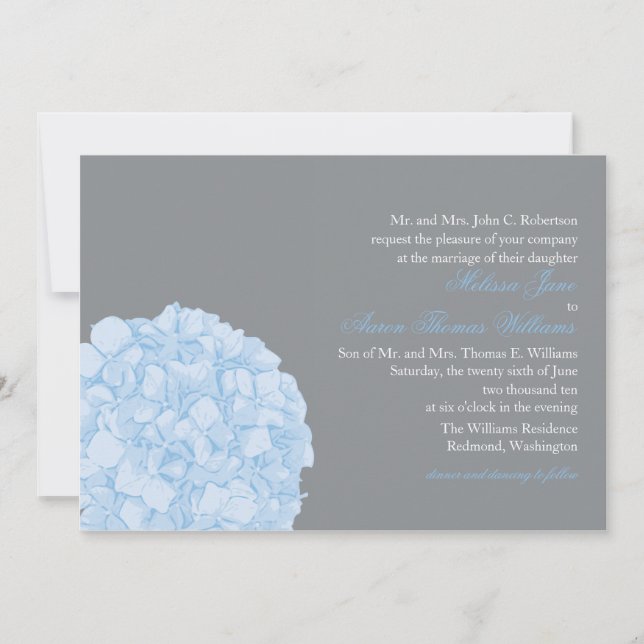 Convite de Casamento com Hortênsias (Frente)