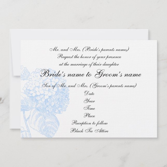 Convite de Casamento com Hortênsias (Frente)