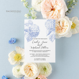 Convite de Casamento com Hydrangea Azul