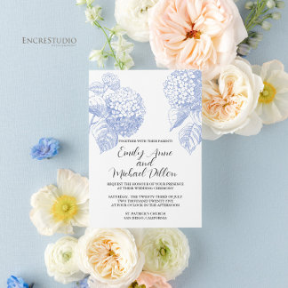 Convite de Casamento com Hydrangea Azul