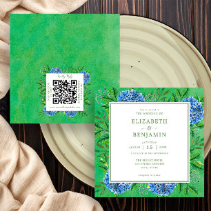 Convite de Casamento com Hydrangeas Rústicas e Cód
