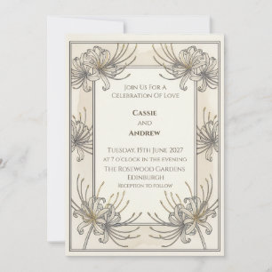 Convite de Casamento com Ilustração Botânica em Ma
