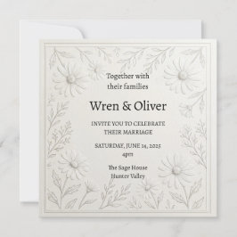 Convite de Casamento com Ilustração Floral de Marg