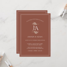 Convite de Casamento com Iniciais Clássicas em Ter