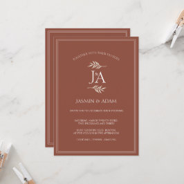 Convite de Casamento com Iniciais Clássicas em Ter
