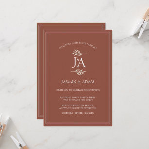 Convite de Casamento com Iniciais Clássicas em Ter
