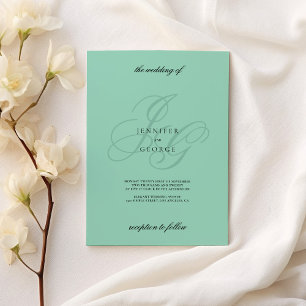 Convite de casamento com iniciais monograma em ver