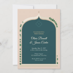 Convite de Casamento com Janela de Arco Veneziano 