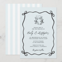 Convite de Casamento com Laço Azul Coquete