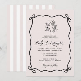 Convite de Casamento com Laço Coquete Rosa