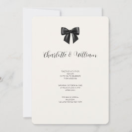 Convite de Casamento com Laço de Fita Preta Elegan