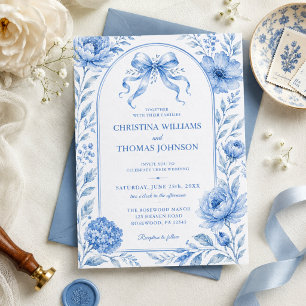 Convite de Casamento com Laço Floral em Aquarela A