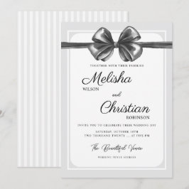 Convite de Casamento com Laço Preto Luxuoso.
