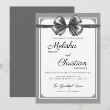Convite de Casamento com Laço Preto Luxuoso.