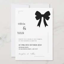 Convite de Casamento com Laço Preto Minimalista