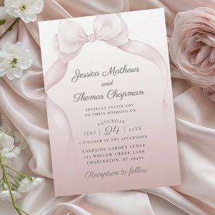 Convite de Casamento com Laço Rosa Elegante