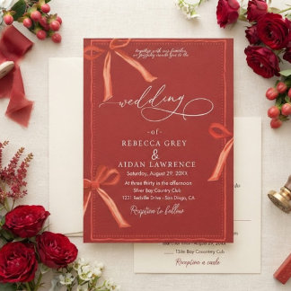 Convite de Casamento com Laços em Aquarela Delicad