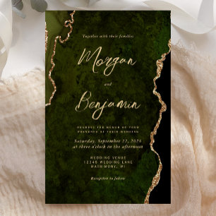 Convite de Casamento com Letra Agata Verde Oliva O