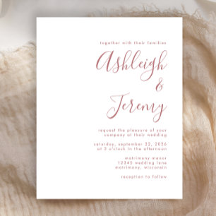 Convite de Casamento com Letra Dusty Rose Orçament