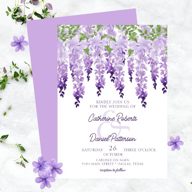 Convite de Casamento com Letra Elegante Floral de  (Criador carregado)