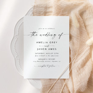 Convite de Casamento com Letra Elegante Moderna