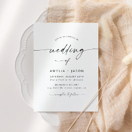 Convite de Casamento com Letra Elegante Moderna