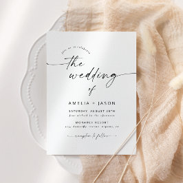 Convite de Casamento com Letra Elegante Moderna