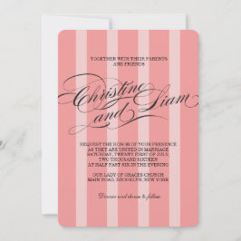 Convite de Casamento com Letra Flourish e Listras