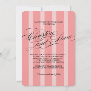 Convite de Casamento com Letra Flourish e Listras 