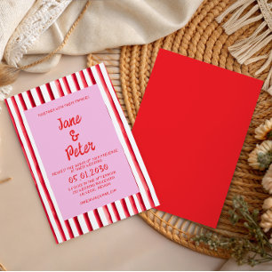 Convite de Casamento com Letra Manuscrita Rosa e V