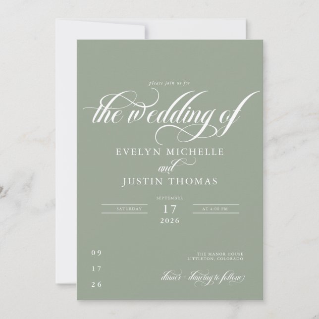 Convite de Casamento com Letra Minimal (Frente)