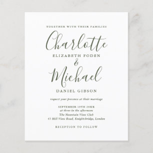 Convite de Casamento com Letra Olive Simples e Orç